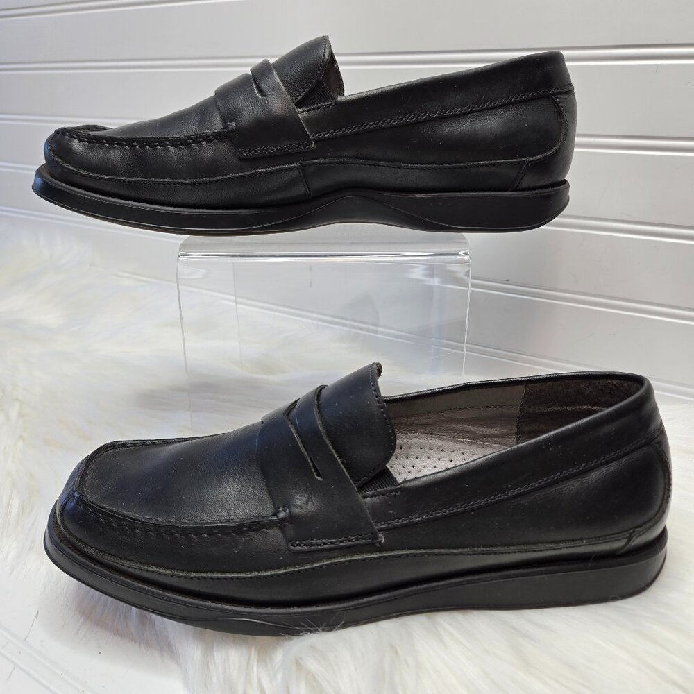 Hush Puppies Loafer Dress Shoes Men's Size 10 Shoreline Black Leather Slip On